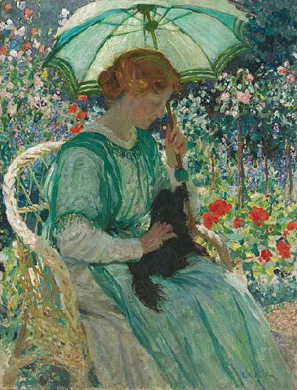 E.Phillips Fox The green parasol, oil painting picture